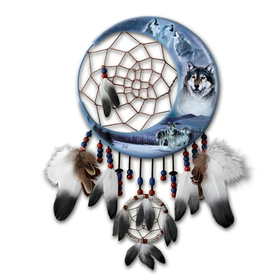 The Bradford Exchange Celestial Guides Wolf Art Illuminated Dreamcatcher
