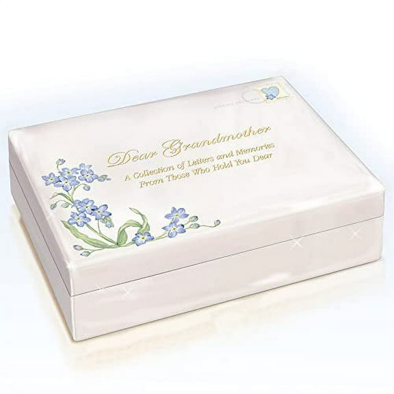 The Bradford Exchange Dear Grandmother Postal Letter Themed Wood Music Box Enhanced Exterior of Heirloom Porcelain Plays Melody Waltz of The Flowers 5-inches