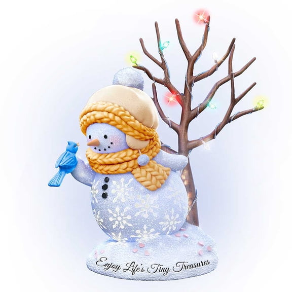 The Bradford Exchange Enjoy Life's Treasure Sparkle Delights Illuminated Snowman Sculptures Christmas Decoration 7 to 8-inches