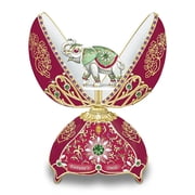 The Bradford Exchange Fortunes Smile Elephant Peter Carl Faberg -Style Heirloom Porcelain Musical Egg Plays Beautiful Dreamer 6.5-inches