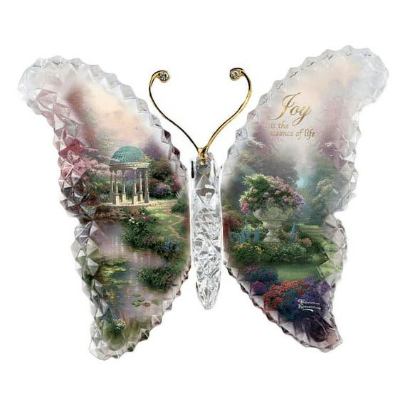 The Bradford Exchange Garden of Paradise Crystalline Butterfly Sculpture Collection JOY by Thomas Kinkade 4.5-inches