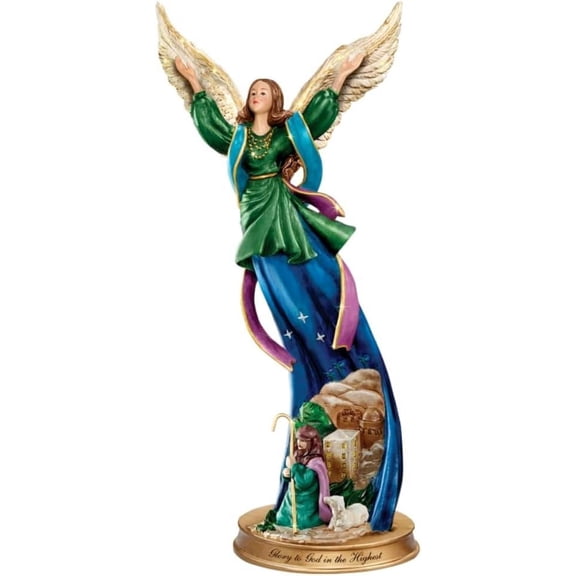 The Bradford Exchange Glory to God in The Highest Nativity Angel Figurine Issue #5 Hand-Sculpted 3D Artwork and Exquisite Hand-Painted Details Renaissance-Inspired Design by T-Kinkade 6-inches