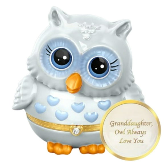 The Bradford Exchange Granddaughter Owl Always Love You Birthstone Music Box Collection Issue #5: April Heirloom Porcelain Music Box with You Are My Sunshine Melody 4.5-inches