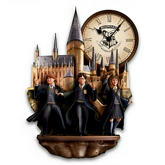 The Bradford Exchange Harry Potter Wall Clock with Illuminating Hogwarts Windows 12.5-inches