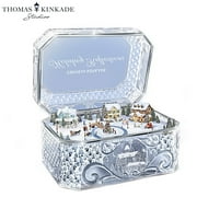 The Bradford Exchange Holiday Reflections Genuine Crystal Music Box by Thomas Kinkade 6 بوصات على نطاق واسع