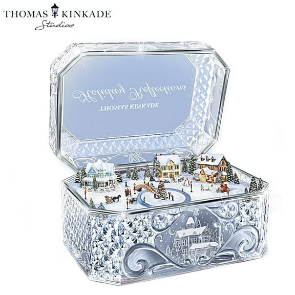 The Bradford Exchange "Holiday Reflections" Genuine Crystal Music Box by Thomas Kinkade 6-inches Wide