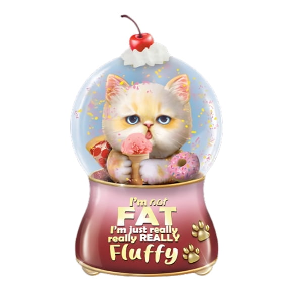 The Bradford Exchange Im Not Fat I Am Really Cats with Sass Glitter Globe Collection Issue #2 Cat Figurine with Sparkling Glitter Swirls by Kayomi Harai 4-inches