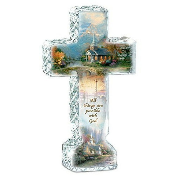 The Bradford Exchange Inspirations Of Hope Cross Collection Faceted Crystalline Cross by Thomas Kinkade 6.5-Inches