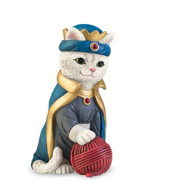 The Bradford Exchange King Yarn Issue #3 from The PURR-fect Christmas Pageant Nativity Cat Figurine Collection Handcrafted and Hand-painted 4.5-inches