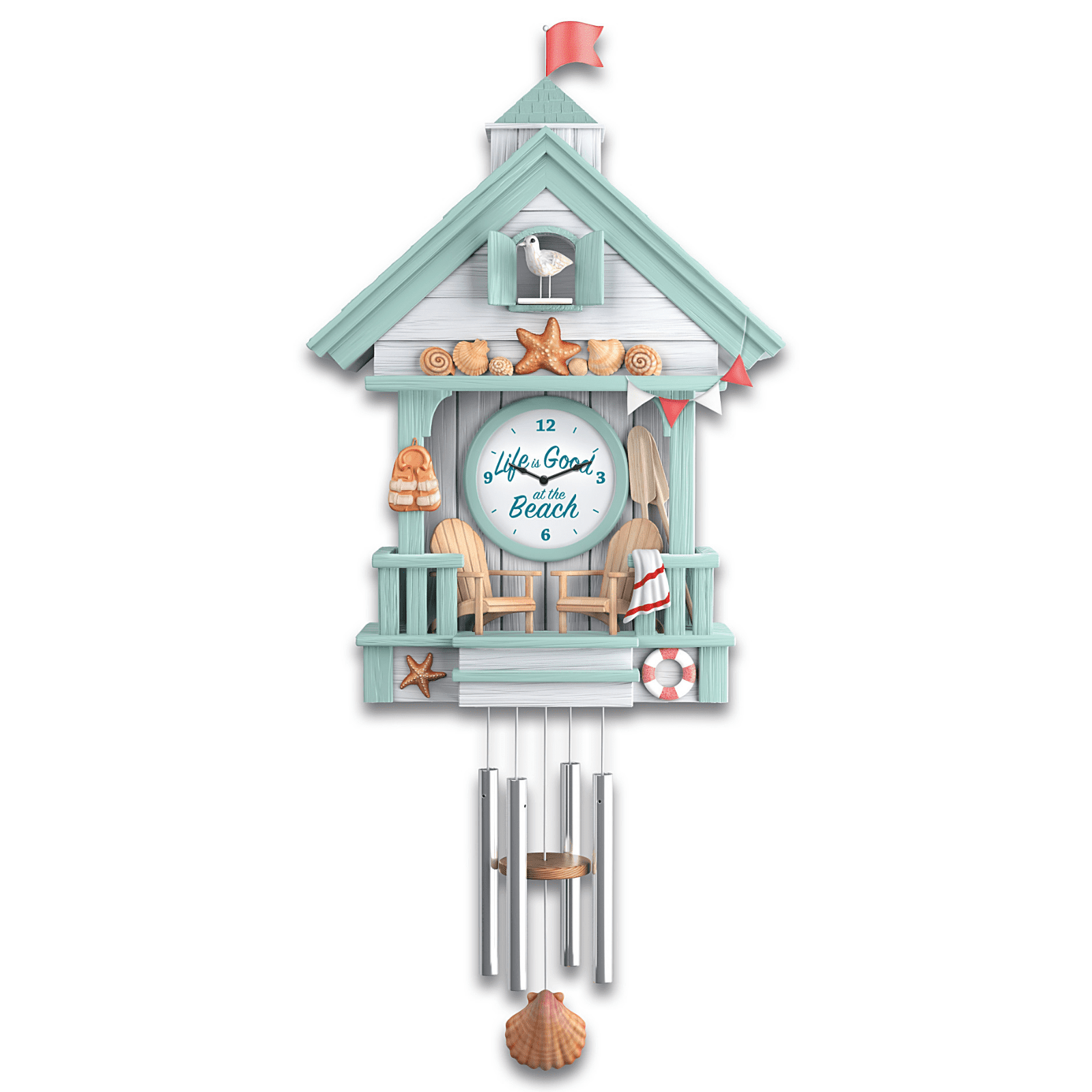 The Bradford Exchange "Life Is Good At The Beach" Wall Clock With Wave Sounds 18.5-inches