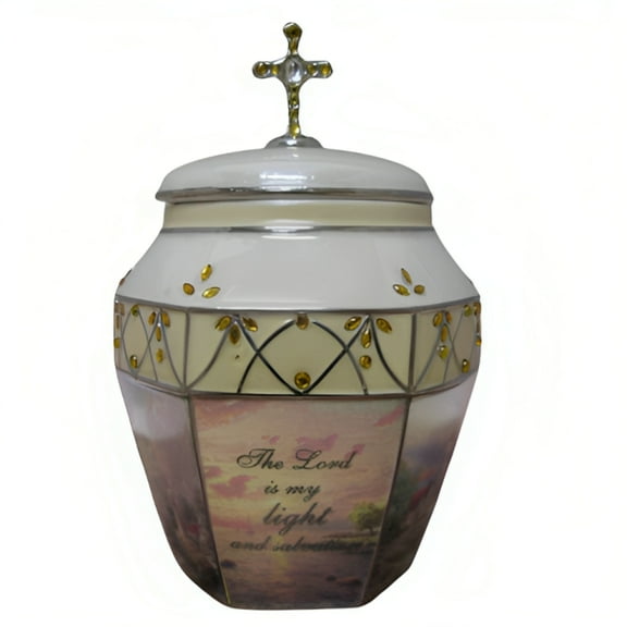 The Bradford Exchange Light of Peace Daily Devotions Heirloom Porcelain Musical Prayer Box Collection with Swarovski Crystals and Amazing Grace Melody Issue #3 by Thomas Kinkade 5.25-inches