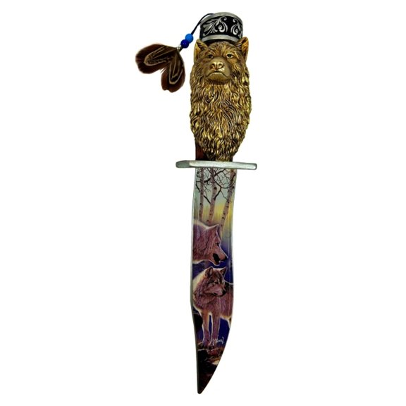 The Bradford Exchange Majestic Companions Knife from Strength of the Wolf Knife Wall Decor Collection Issue #3 by Al Agnew 11-inches