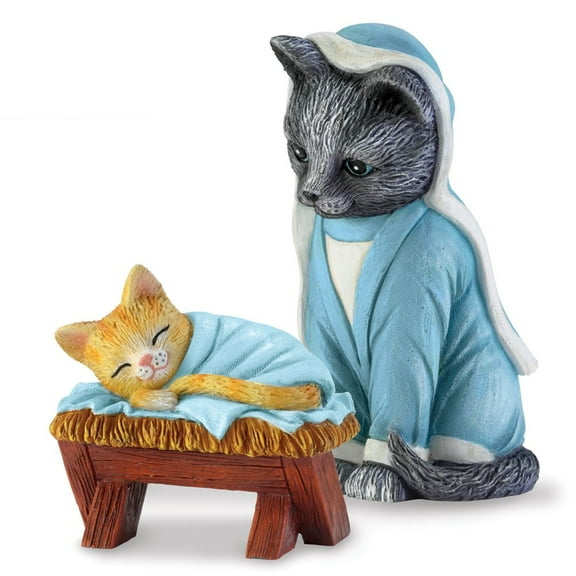 The Bradford Exchange Mama And Kitten Issue #1 from The PURR-fect Christmas Pageant Nativity Cat Figurine Collection Handcrafted and Hand-painted 4.5-inches