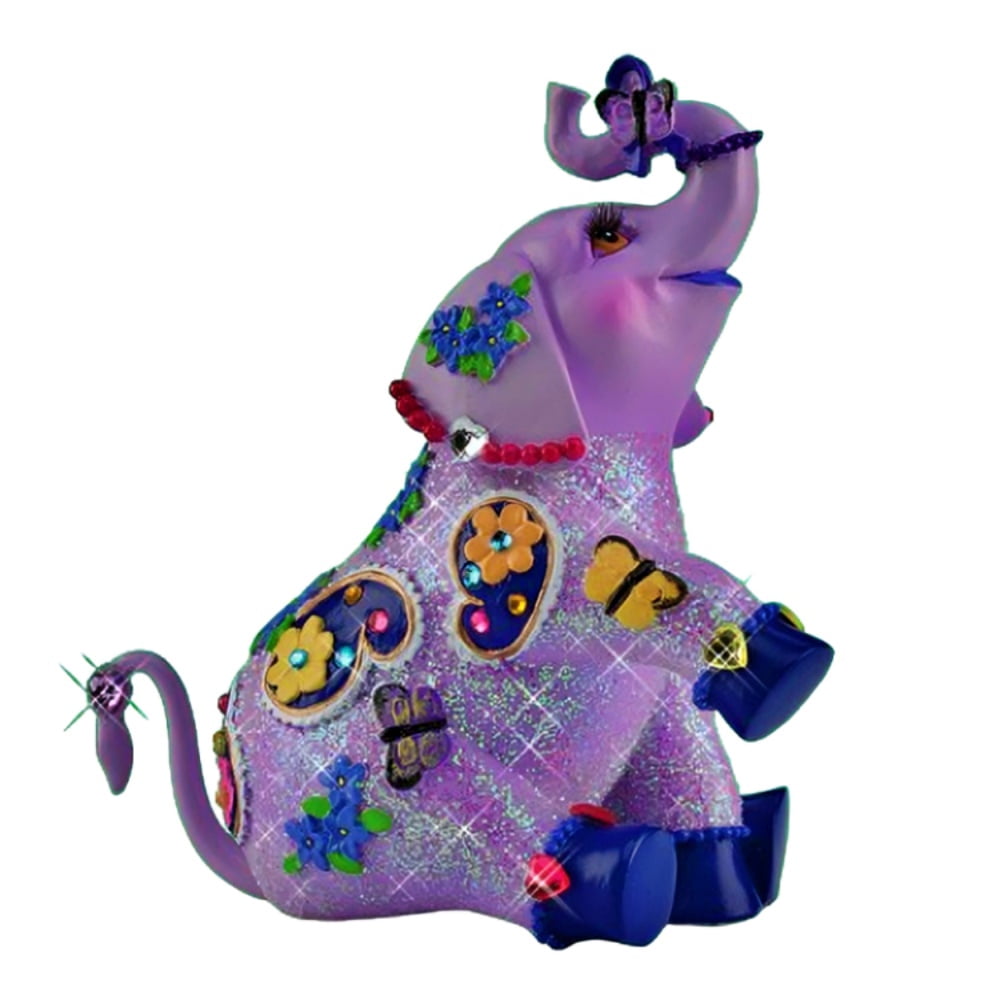 The Bradford Exchange 'March of Hope' Love Never Forgets Collection Alzheimer’s Awareness Purple Elephant Figurine by Margaret Le Van 4-inches