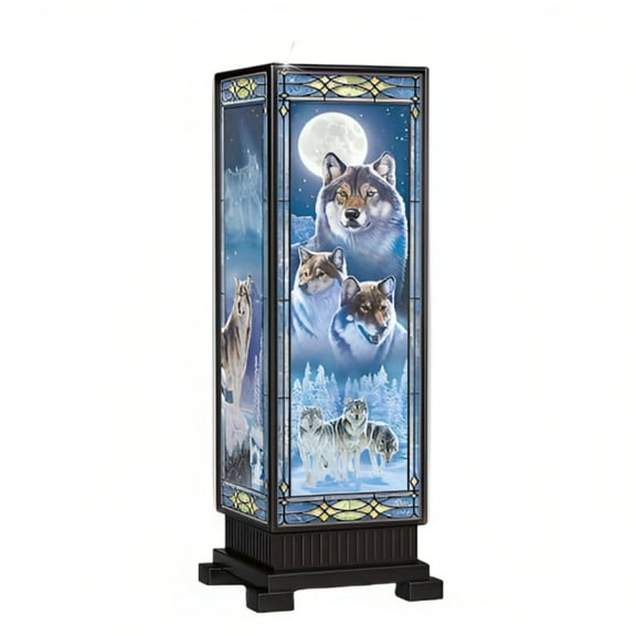 The Bradford Exchange Masters of the Night Stained Glass Wolf Lamp by Al Agnew