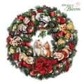 thumbnail image 1 of The Bradford Exchange Merry Mischief Makers Illuminated Always in Bloom Wreath with Kittens 22 Inches, 1 of 5