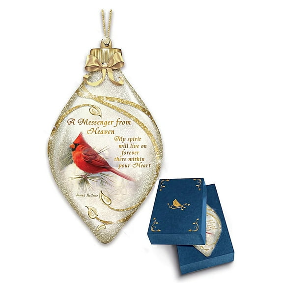 The Bradford Exchange Messengers From Heaven Illuminated Cardinal Art Hand-blown Glass Ornament by James Hautman 5.5-inches