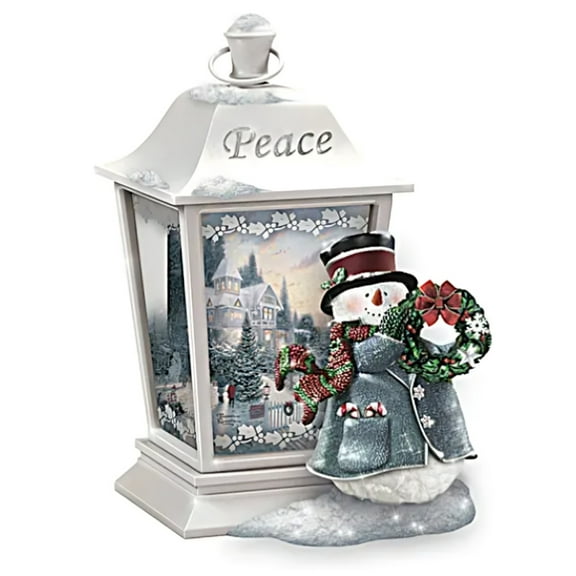 The Bradford Exchange Peace Lights of the Holiday Lantern Collection Issue #1 Illuminated Fully Sculpted and Hand-painted by Thomas Kinkade 8-inches