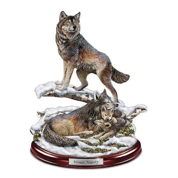 The Bradford Exchange "Protectors Of The Pack" Wolf Sculpture Collection 8-Inches