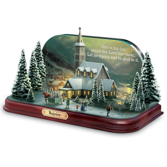 The Bradford Exchange Rejoice Chapels of Faith Illuminated Church Tabletop Sculpture Collection by Thomas Kinkade 4-inches
