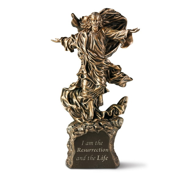 The Bradford Exchange Resurrection And The Life Issue #2 from Light Of The World Sculpture Collection Religious Illuminated Cold-Cast Bronze Jesus Sculpture 11-inches