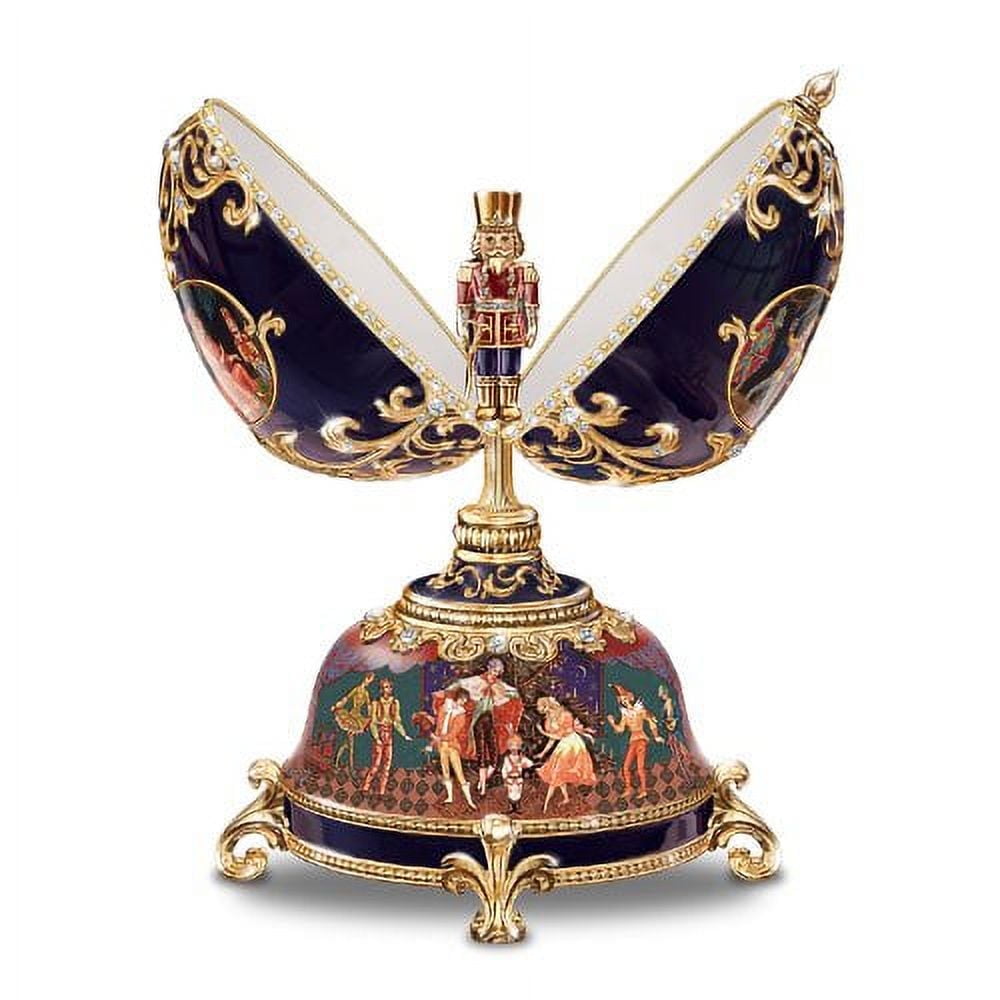 The Bradford Exchange Russian Nutcracker Heirloom Porcelain Musical Egg Christmas Decor 5.5"