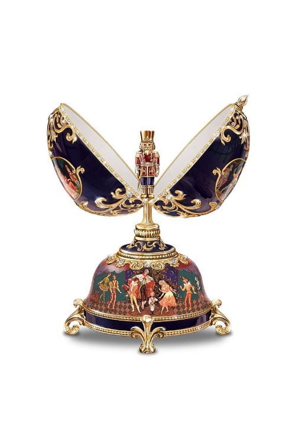 The Bradford Exchange Russian Nutcracker Heirloom Porcelain Musical Egg Christmas Decor 5.5"