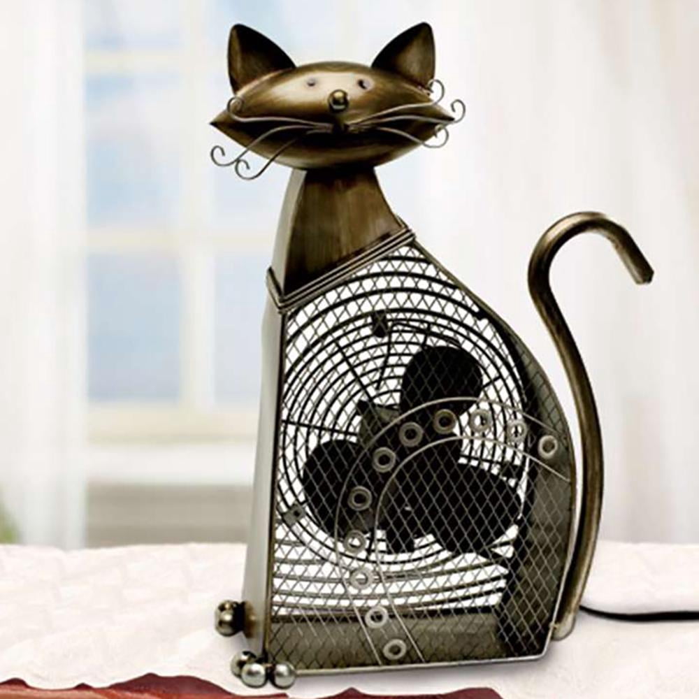 The Bradford Exchange Sassy Cat Purr-fect Breeze Decorative Fan Cast Metal Bronze Finish 17.5-inches