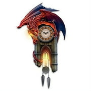 The Bradford Exchange Sculptural Dragon Wall Clock with Gothic Cathedral Case Lights Up and Roars