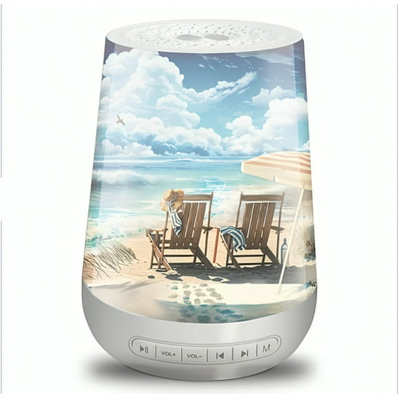 The Bradford Exchange Seaside Sleep Sound Machine Nightlight + 24 Relaxing Sounds Ocean-Inspired Art & Soothing Ambience 6-Inches