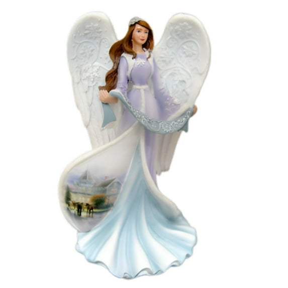 The Bradford Exchange “Gifts of Christmas” Angel Collection Issue #3: 'Snowflake Angel' Illuminated Sculpture with LED Lights and Hand-Painted Details by Thomas Kinkade 7.5-Inches