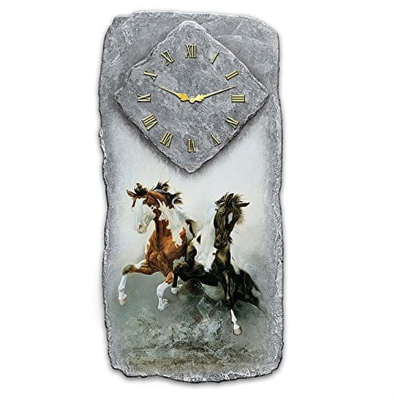 The Bradford Exchange Spirit Of The Wild Wall Clock With Horse Artwork by Chuck Dehaan 17.5-inches