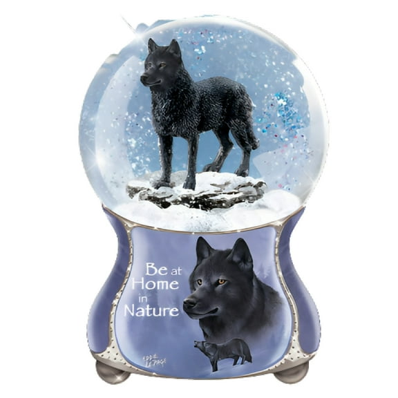 The Bradford Exchange Spirits Within Musical Wolf Glitter Globe: Midnight Soul by Eddie Lepage 5.75-inches
