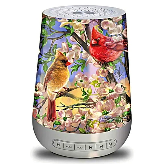 The Bradford Exchange Springtime Songbirds Sleep Sound Machine Multi-Color Nightlight & Sound Therapy with 24 Soothing Sounds Timer and Gentle Glow by Dona Gelsinger 6" H x 5" D