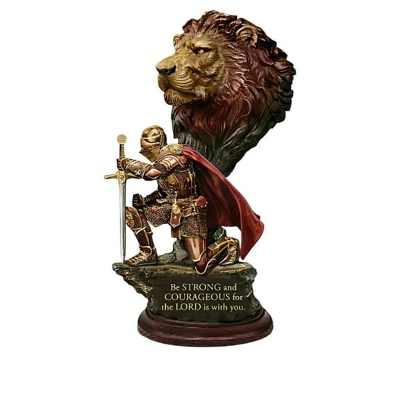The Bradford Exchange Strong and Courageous Lion of Judah Defenders Of The Lord Religious knight Cold-Cast Bronze Sculpture Collection 6" W x 10.5" H