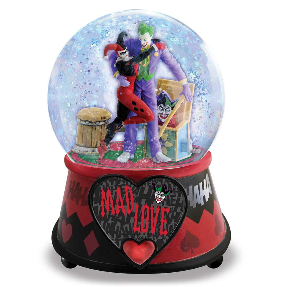 The Bradford Exchange The Joker and Harley Quinn Musical Glitter Globe: Mad Love 5.75"H x 4" Diameter