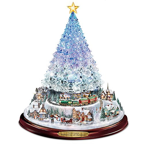 Thomas Kinkade Crystal Christmas Tree with LED Lights and Train