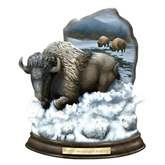 The Bradford Exchange Wild Wings "Purple Mountains Majesty" Lifelike American Bison Sculpture by Rosemary Millette 9-inches