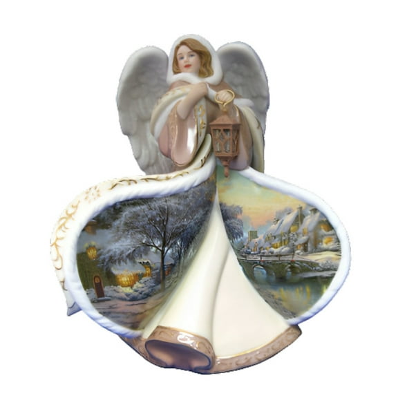 The Bradford Exchange Winter Angels of Light Collection Issue #12 Angel of Wisdom Illuminated Sculpture Art on Porcelain Angel by Thomas Kinkade 8-Inches