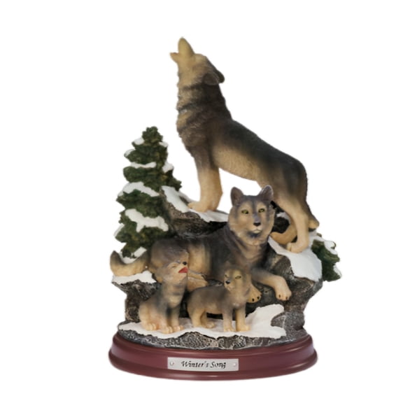 The Bradford Exchange Winters Song The Protectors Of The Pack Collection Issue #12 Realistically Hand Painted & Likelife Detail Wolf Sculpture 8-inches