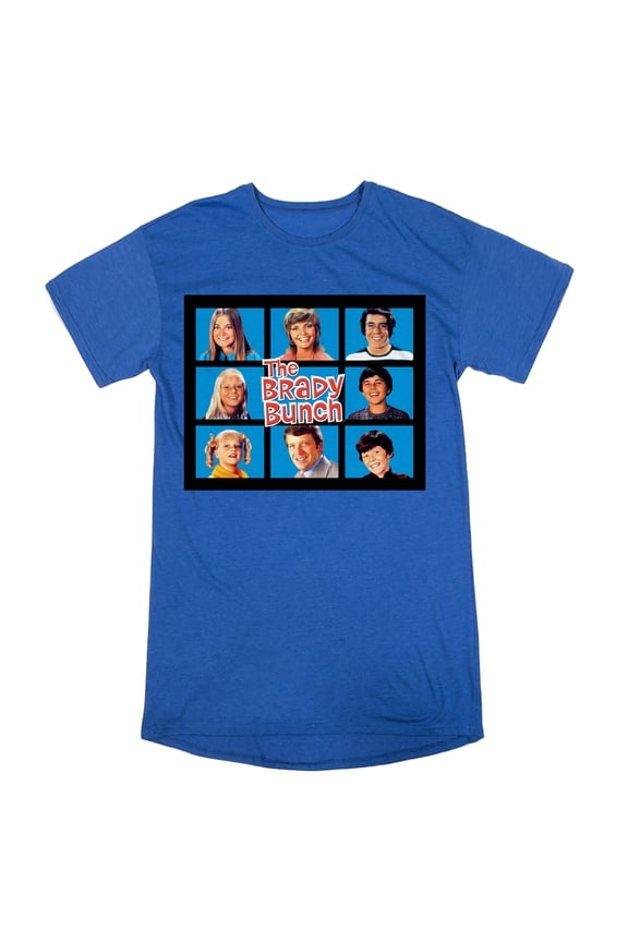 The Brady Bunch Characters Women's Royal Heather Blue Short Sleeve Tee-XL
