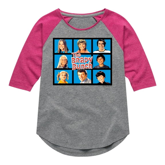 The Brady Bunch TV Show - Classic Hollywood Squares - Family - Toddler And Youth Girls Raglan Graphic T-Shirt