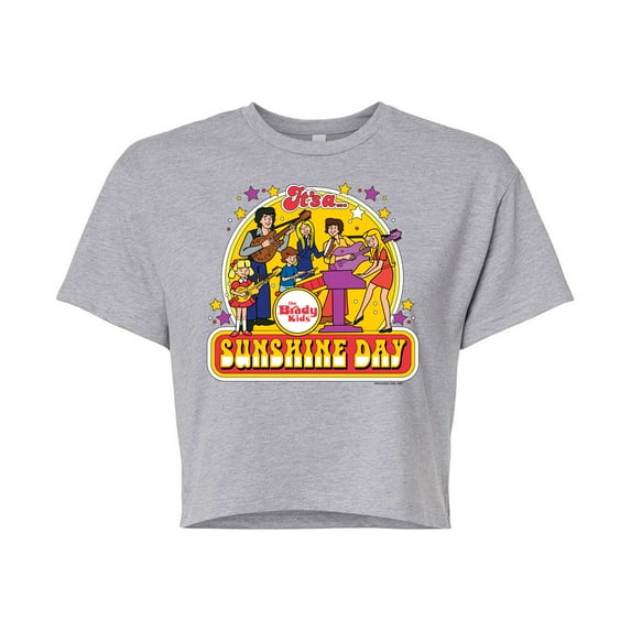The Brady Bunch - The Brady Kids - Sunshine Day - Vintage Cartoon Band - Juniors Cropped Cotton Blend T-Shirt