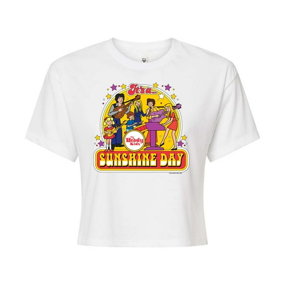 The Brady Bunch - The Brady Kids - Sunshine Day - Vintage Cartoon Band - Juniors Cropped Cotton Blend T-Shirt