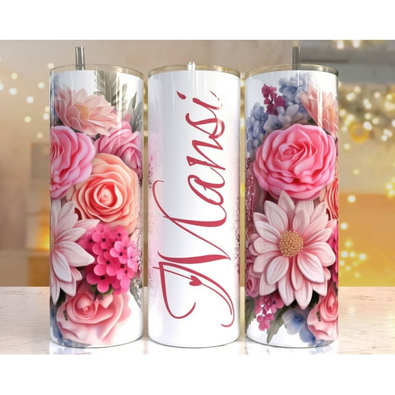 The Branded Monkey 20oz Stainless Steel Tumbler with Lid and Straw, Personalized