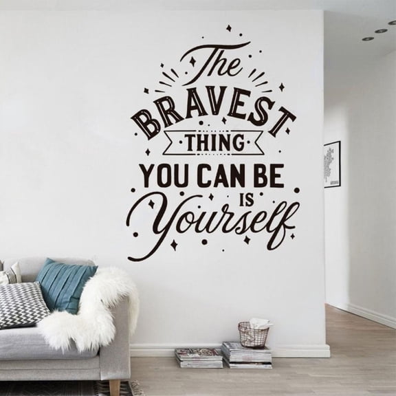 The Bravest Thing You Can Be Is Youself Quote Wall Sticker Vinyl Business Office Room Wall Decals Removable Inspirational 42x57cm