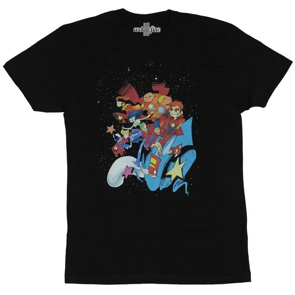The Bravest Warriors Mens T-Shirt - Spacey Colorful Team Charge Image (Small)