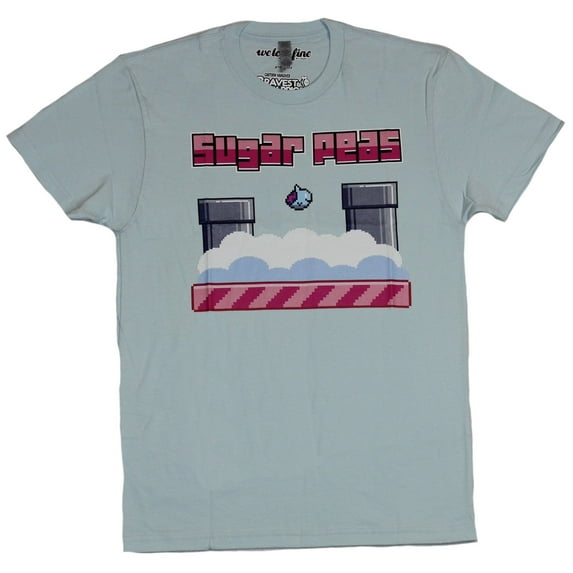 The Bravest Warriors Mens T-Shirt - Sugar Peas Flappy Style Catbug Game Screen (3X-Large)