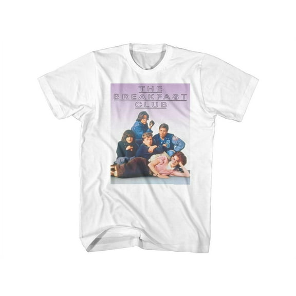 The Breakfast Club 80s Movie Outline Logo Cast Photo Adult Short Sleeve T-Shirt Graphic Tee