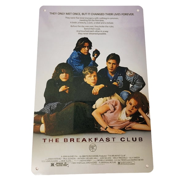 The Breakfast Club Movie Poster Metal Sign 8in x 12in Metal Print 8x12 Square Adults Metal Wall Art